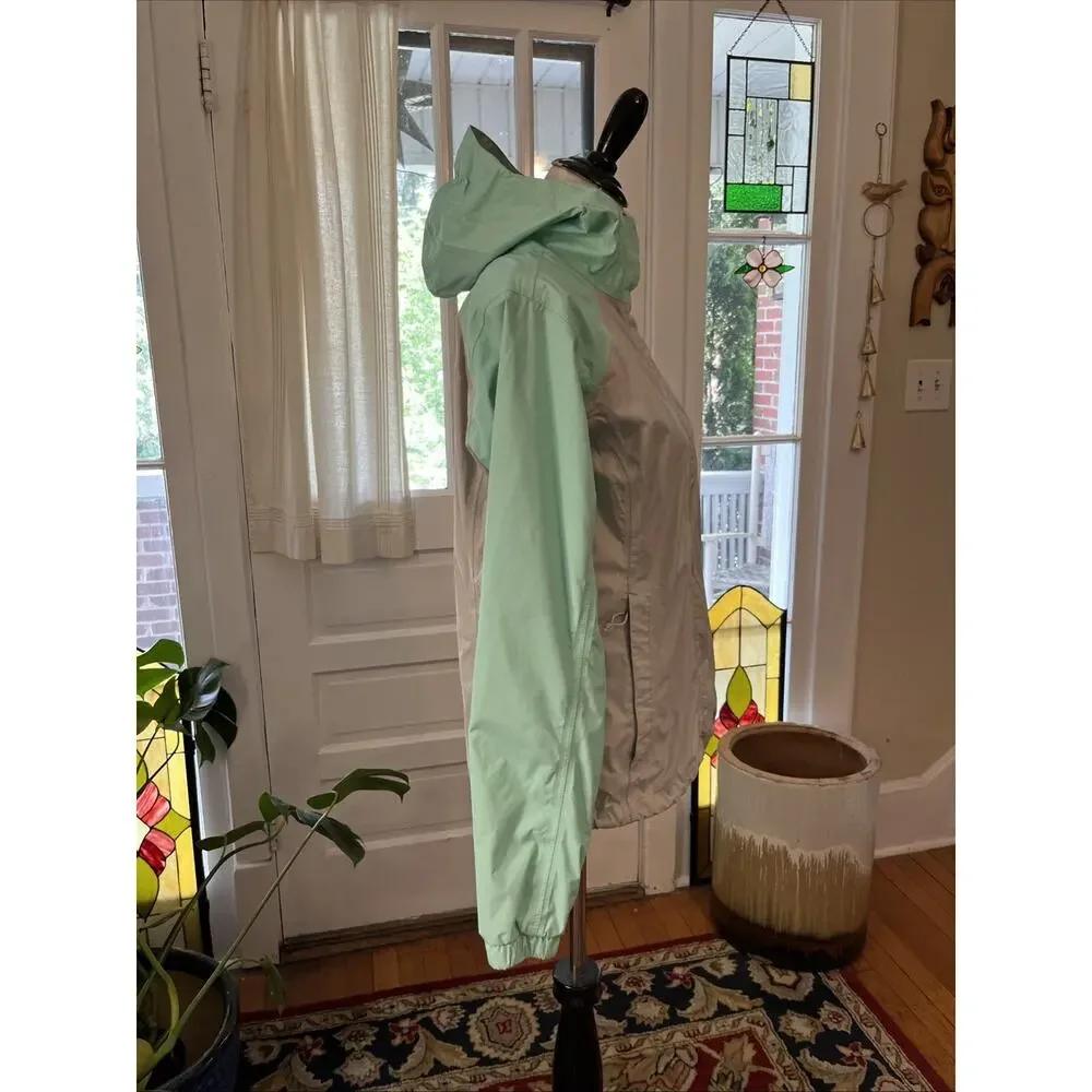 The North Face Jacket Womens S Full Zip Windbreaker Rain Coat Teal Gray Classic